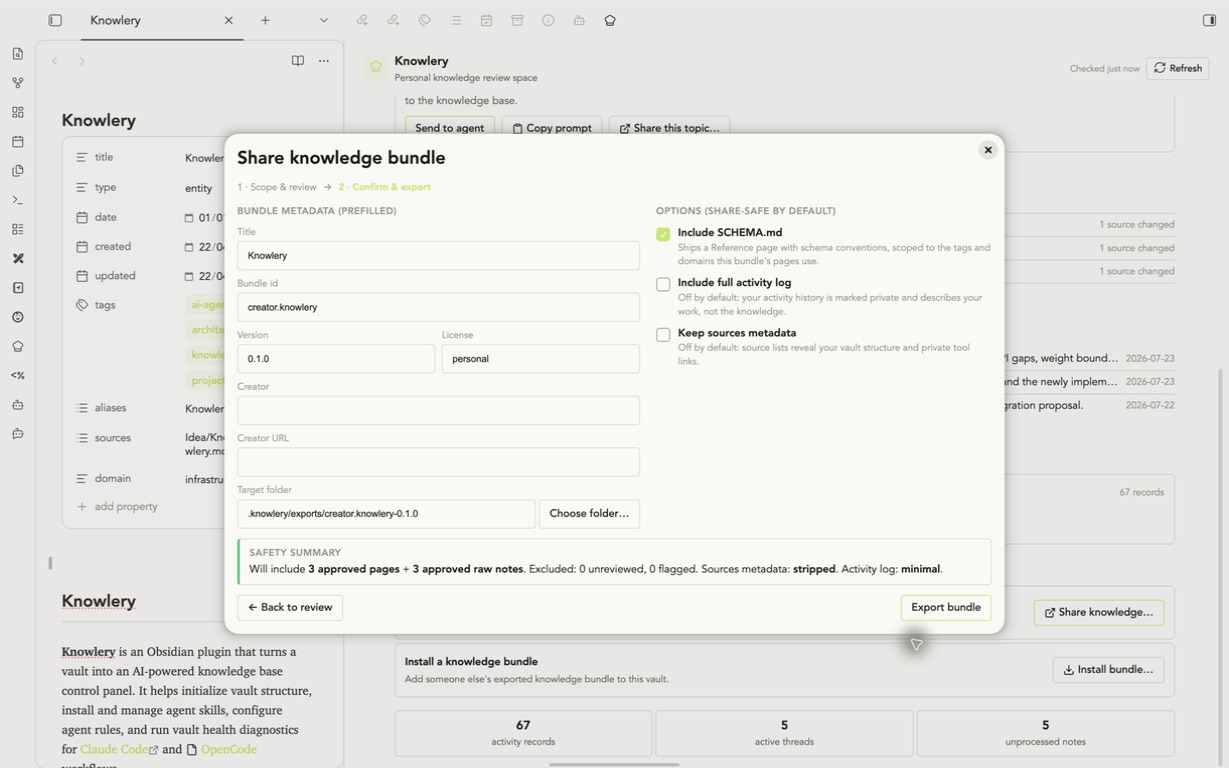 Bundle metadata and share-safe defaults